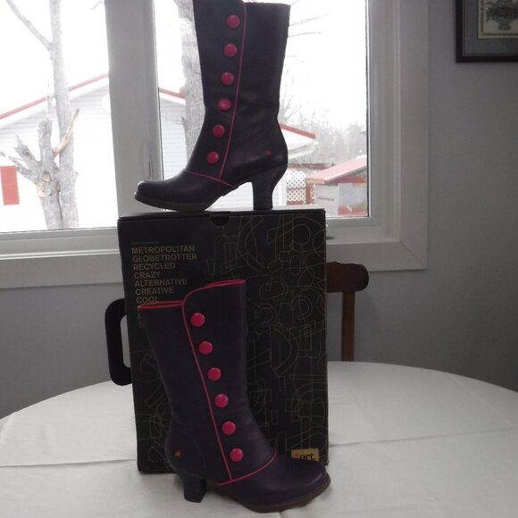 Art Gaucho Ceraza Harlem heeled leather boot in plum crazy and Fushia size EU 40 - Picture 4 of 16